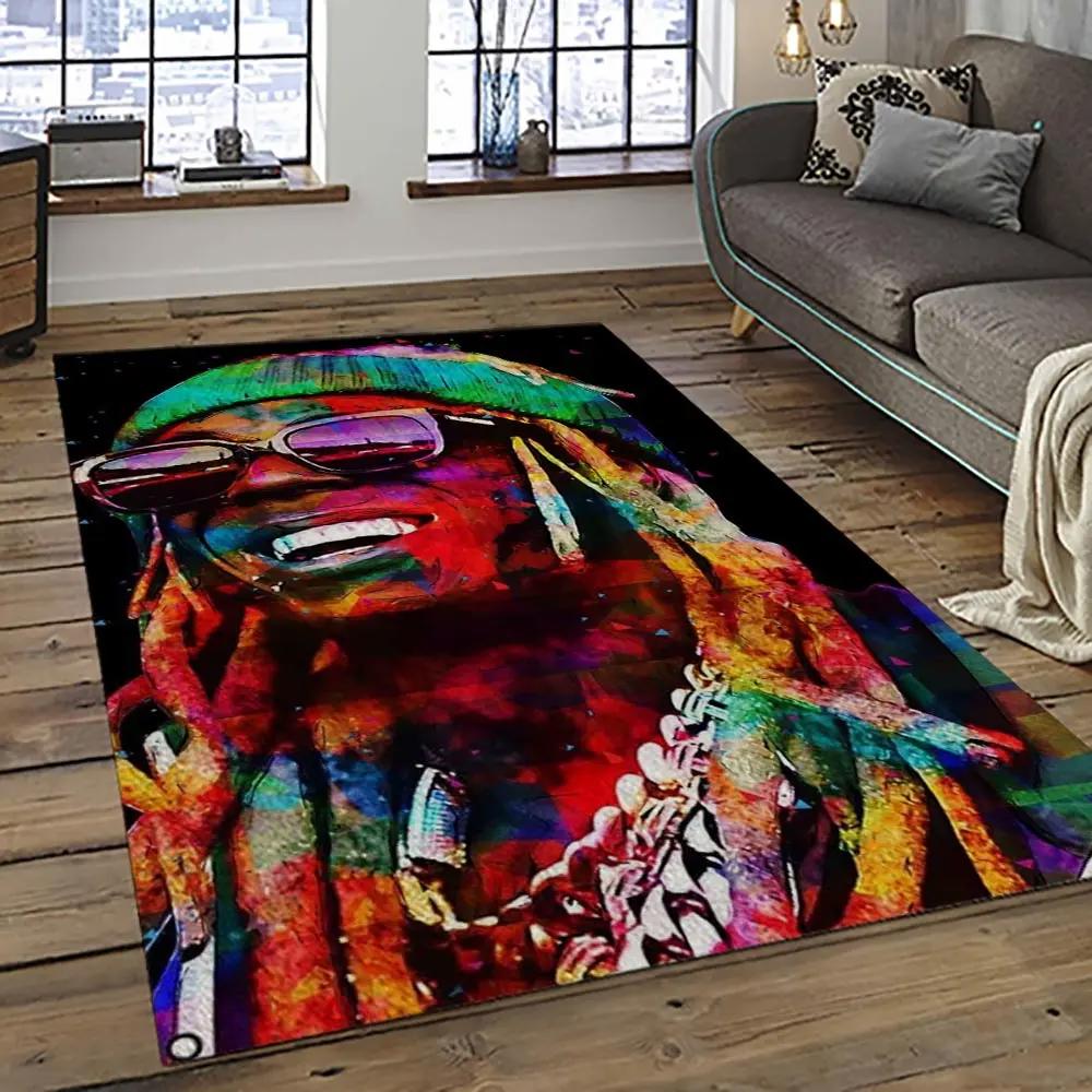 Lil wayne rapper hiphop music rap carpet area rug home decor gift for fans gift for friends lil36 Rectangle Rug