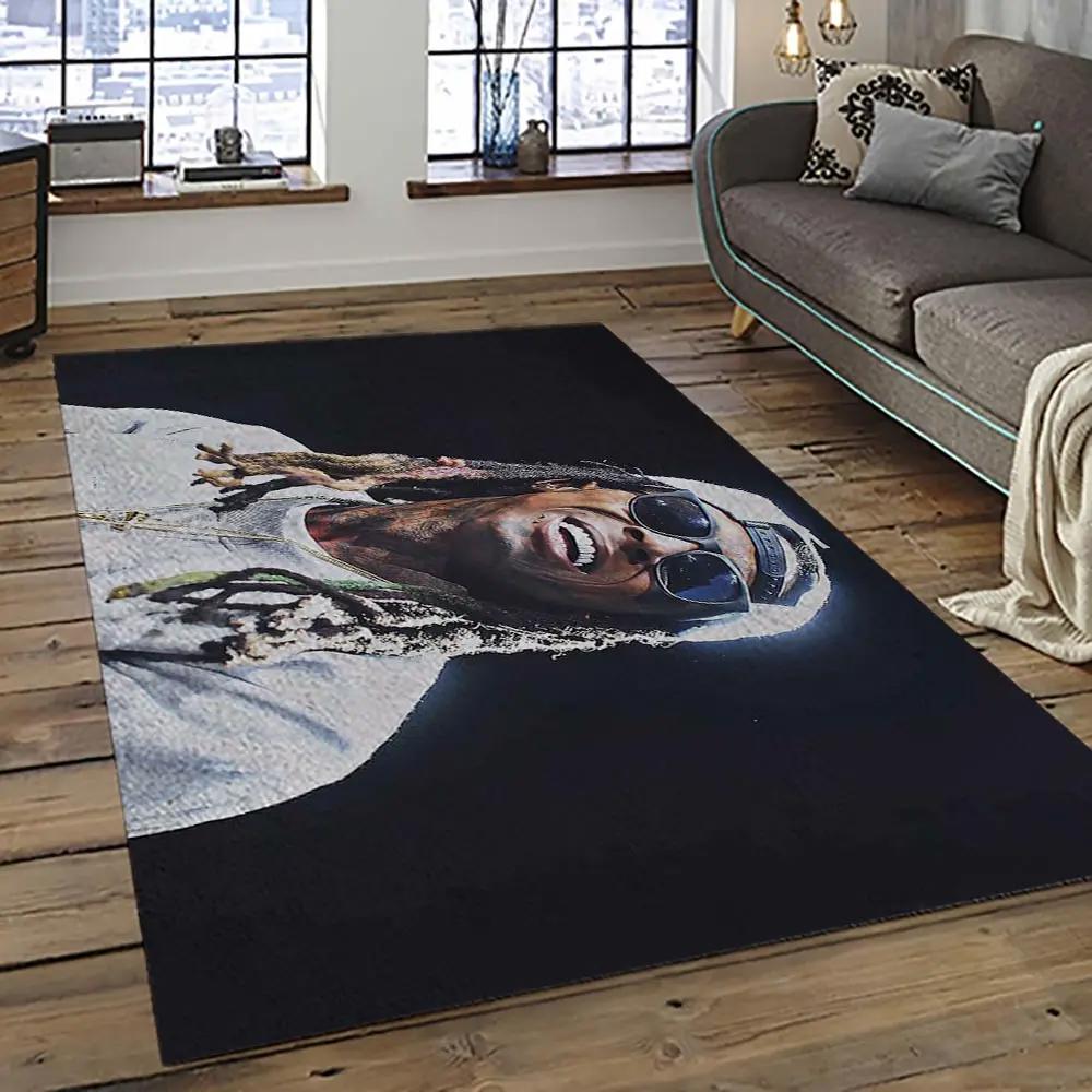 Lil wayne rapper hiphop music rap carpet area rug home decor gift for fans gift for friends lil43 Rectangle Rug