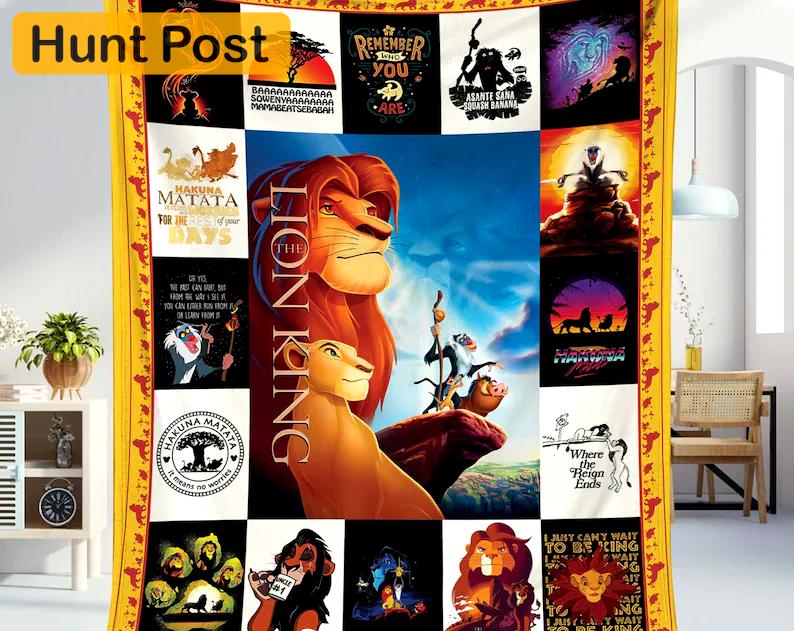 Lion king movie fleece blanket, lion king simba throw blanket for couch sofa, christmas gift, lion king gift, hakuna matata Quilt Blanket