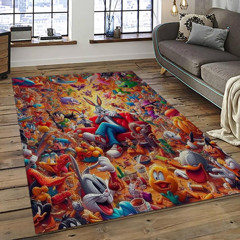Looney tunes characters cartoon movie carpet rectangle area rug for living room bedroom decor lt09 Rectangle Rug