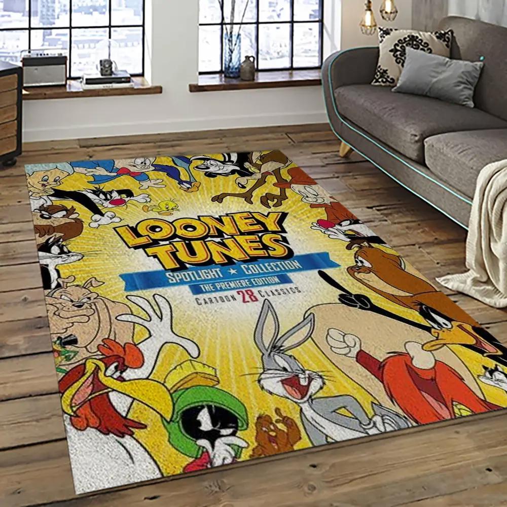 Looney tunes characters cartoon movie carpet rectangle area rug for living room bedroom decor lt37 Rectangle Rug