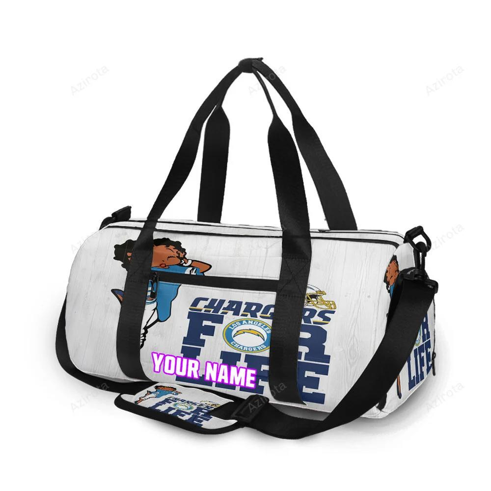 Los angeles chargers betty boop v44 personalized name travel bag gym bag 1836 Travel Bag