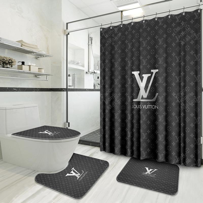 Louis vuitton bathroom set luxury shower curtain waterproof luxury brand hot 2023 64 Bathroom Accessory Sets