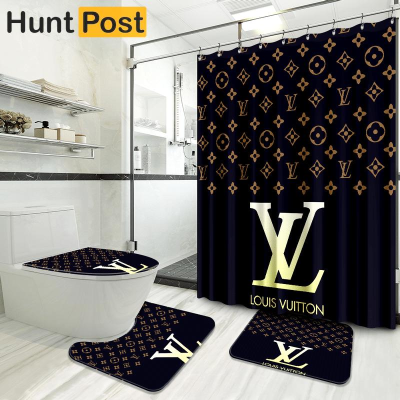 Louis vuitton bathroom set luxury shower curtain waterproof luxury brand hot 2023 67 Bathroom Accessory Sets