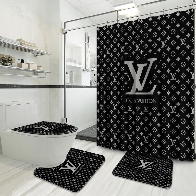 Louis vuitton bathroom set luxury shower curtain waterproof luxury brand hot 2023 74 Bathroom Accessory Sets