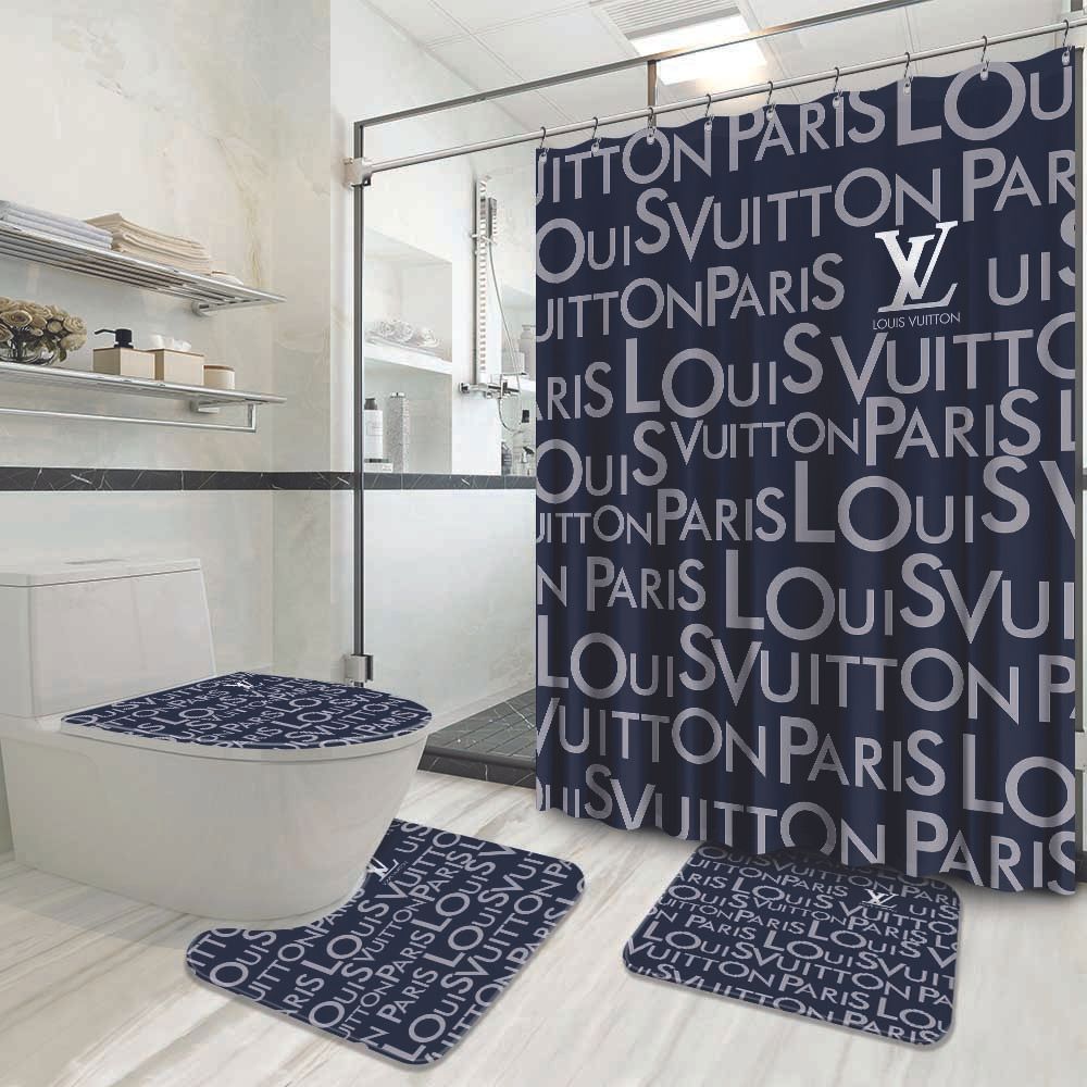 Louis vuitton bathroom set luxury shower curtain waterproof luxury brand hot 2023 83 Bathroom Accessory Sets