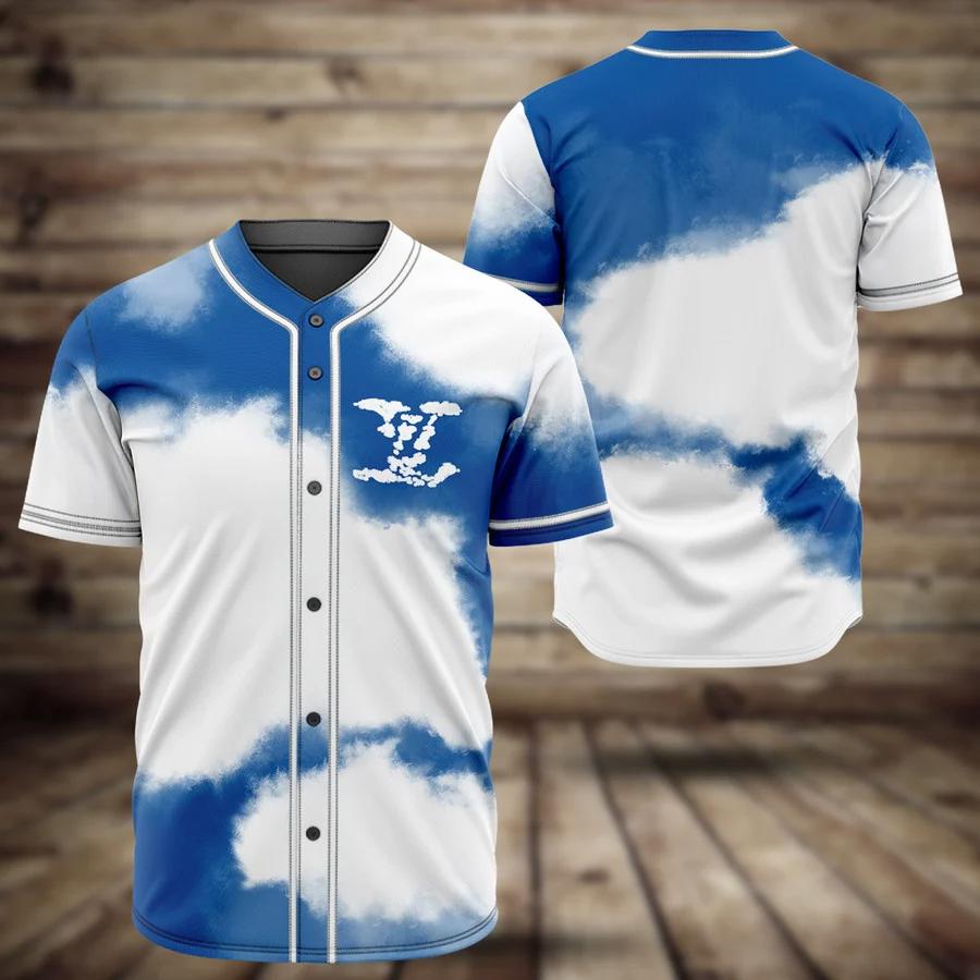 Louis vuitton blue baseball jersey shirt lv luxury clothing clothes sport for men women hot 2023 Baseball Jersey Shirt