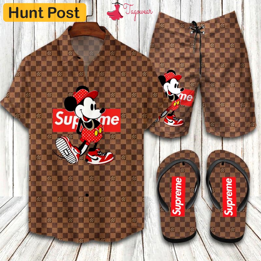 Louis vuitton combo hawaiian shirt, beach shorts flip flops luxury summer clothes style #369 Hawaii Shirt Shorts & Flip Flops