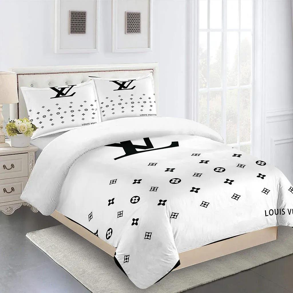 Louis vuitton fashion logo limited luxury brand bedding set  home decorations 05 Bedding Sets