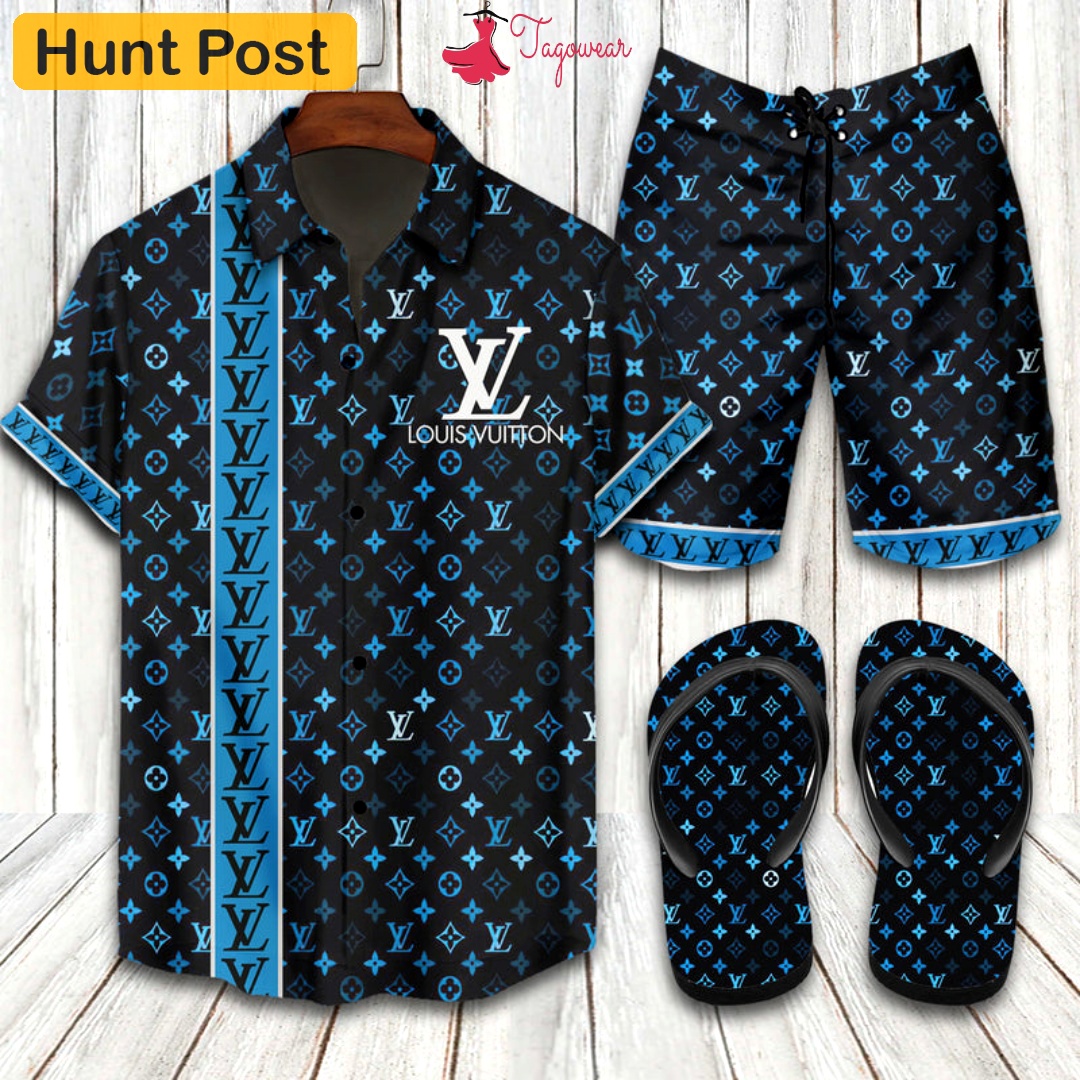 Louis vuitton  flip flops and combo hawaiian shirt, beach shorts luxury summer clothes style #137 Hawaii Shirt Shorts & Flip Flops