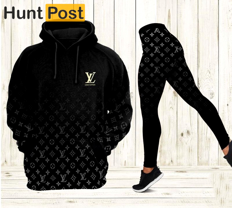 Louis vuitton luxury brand black gradient 3d hoodie leggings set lv gift 167 hcst 34 Hoodie Leggings Set