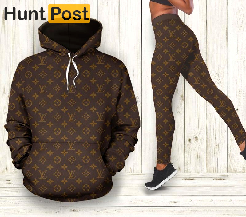 Louis vuitton luxury brand brown 3d hoodie and leggings set lv gift 292 hcst 7 Hoodie Leggings Set