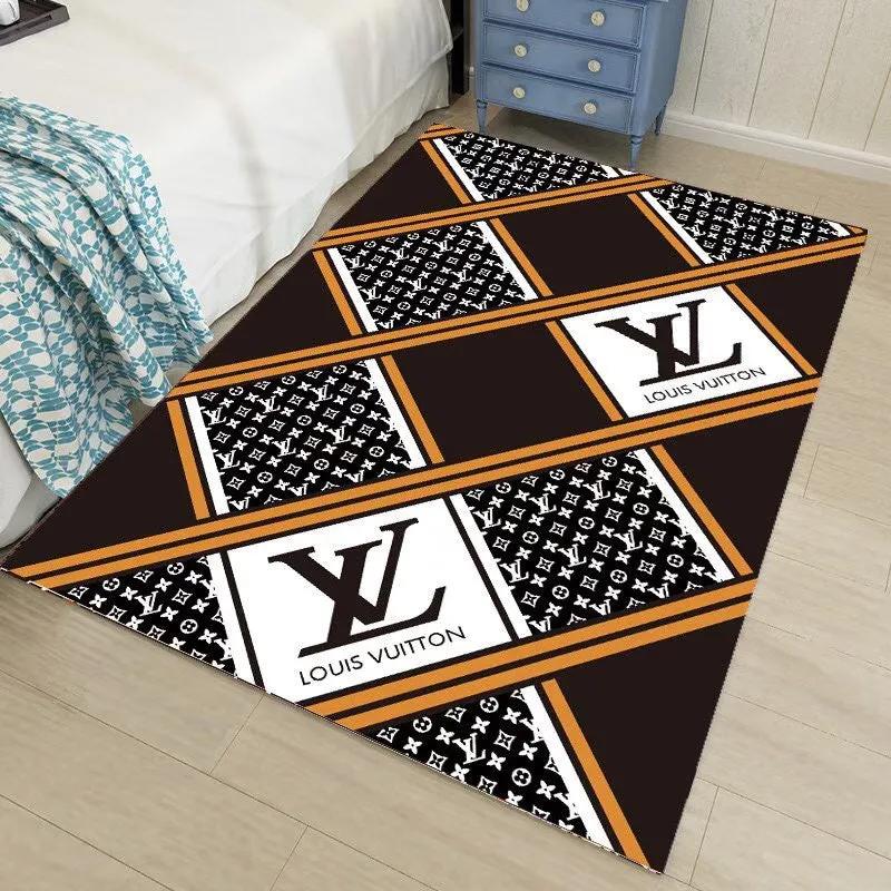Louis vuitton lv logo type 884. Upgrade Your Living Room with Luxury Home Decor: Area Carpets, Floor Decor, Door Mats, and Hot Gift Items with style a High-End Fashion Brand Rectangle Rug