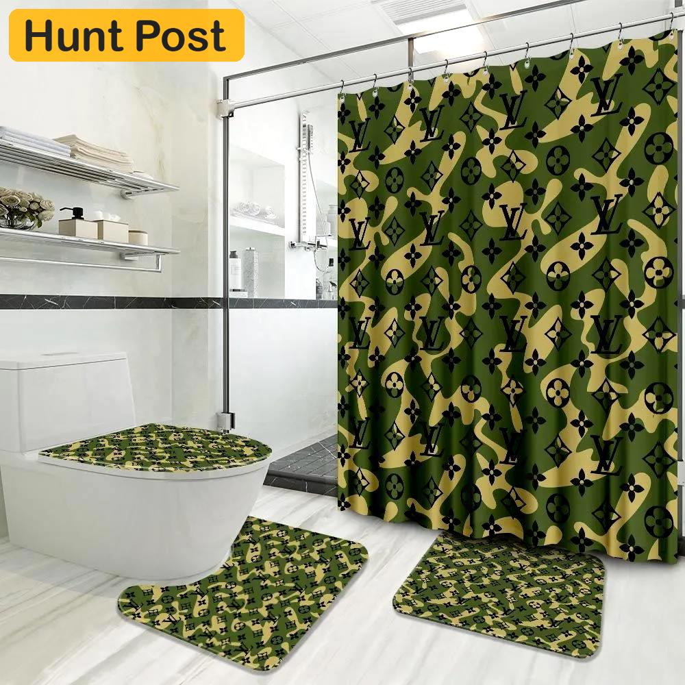 Louis vuitton lv louis vuitton camo french hypebeast luxury fashion brand bathroom sets home decor bath mat Bathroom Set