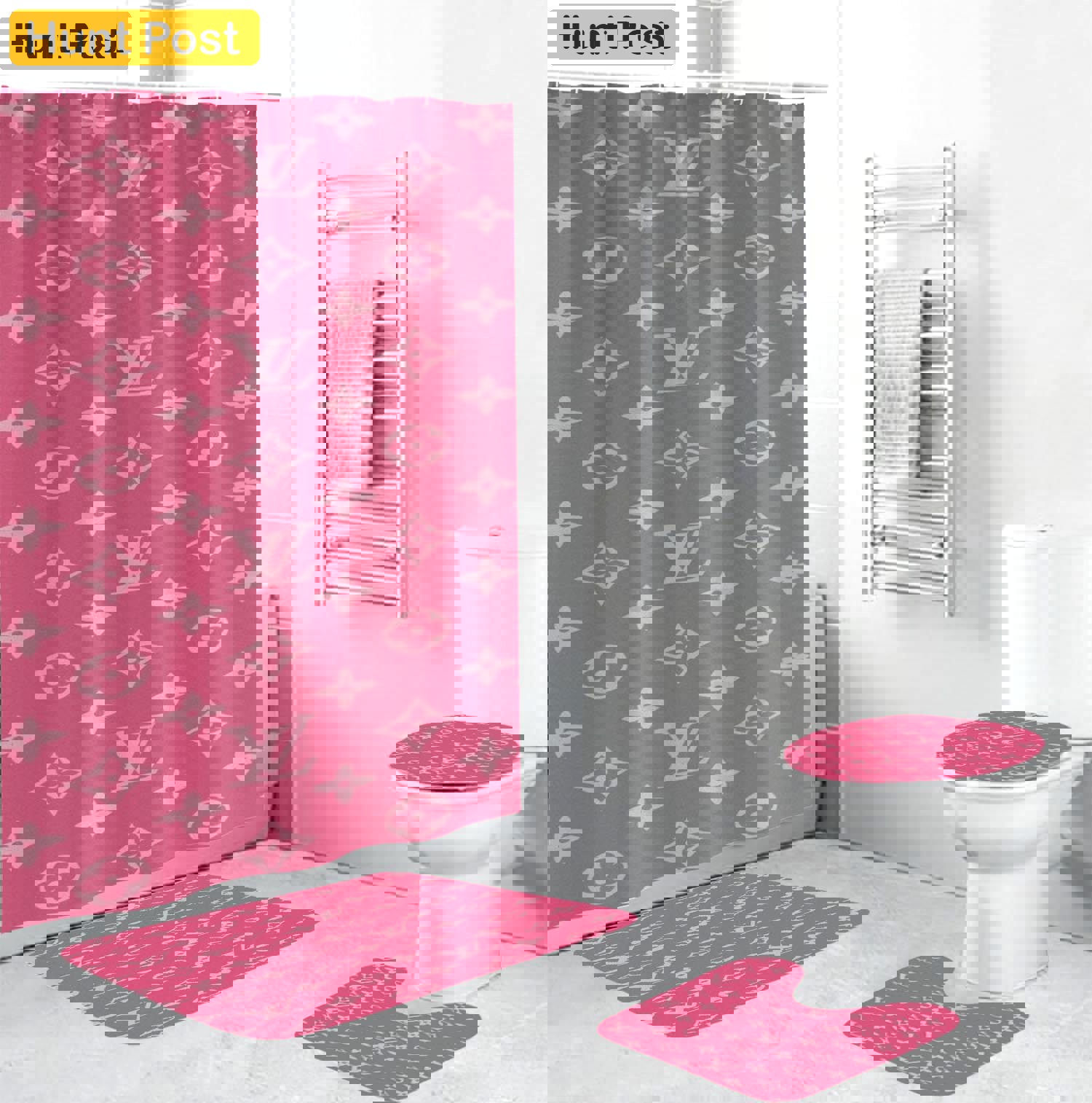 Louis vuitton lv pink hypebeast bathroom sets luxury fashion brand bath mat home decor Bathroom Set