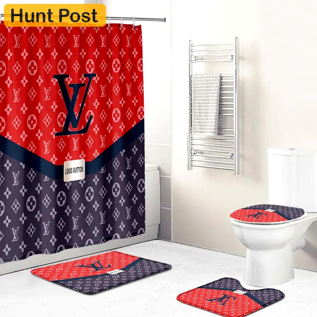 Louis vuitton shower curtains supreme blue and red full bathroom sets 374 Bathroom Set