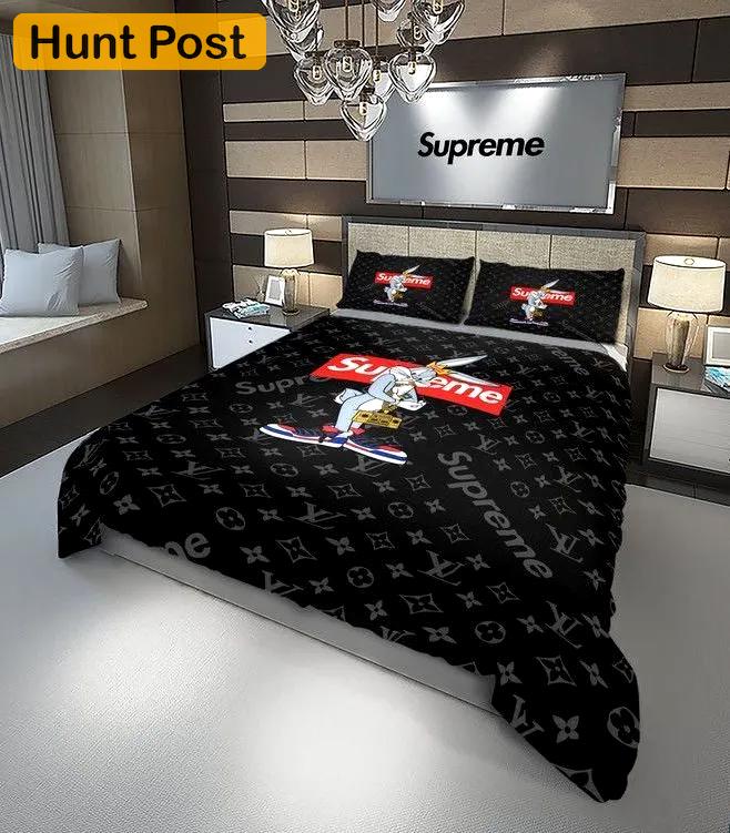 Louis vuitton supreme bugs bunny luxury brand bedding set duvet cover bedspread home decor Bedding Sets