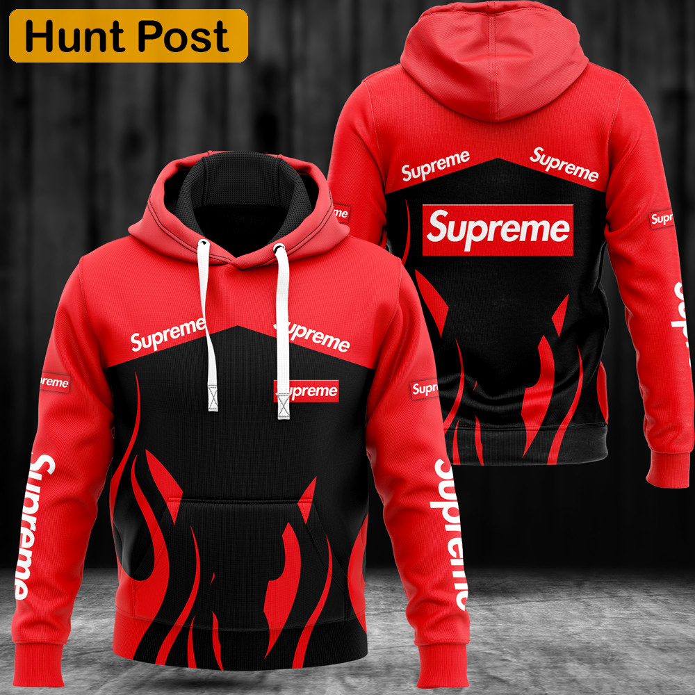 Louis vuitton supreme red black luxury brand hoodie for men women Hoodie 3D