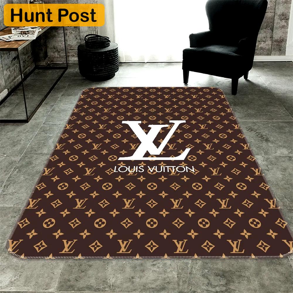 Louis vuittonbrown logo type 473. Upgrade Your Living Room with Luxury Home Decor: Area Carpets, Floor Decor, Door Mats, and Hot Gift Items with style a High-End Fashion Brand Rectangle Rug