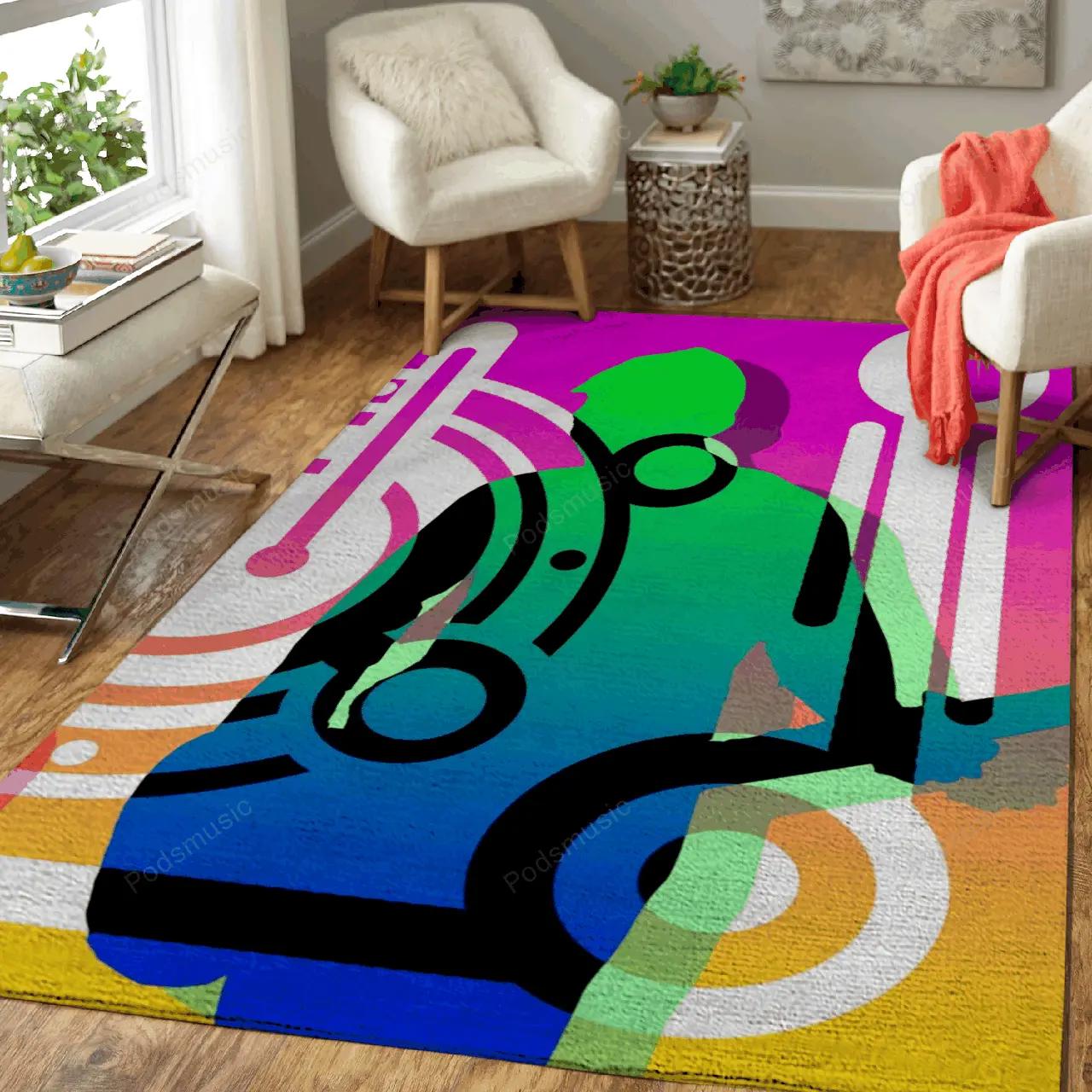 Man with guitar abstract music art for fans area rug living room carpet rug regtangle carpet floor decor home decor Rectangle Rug