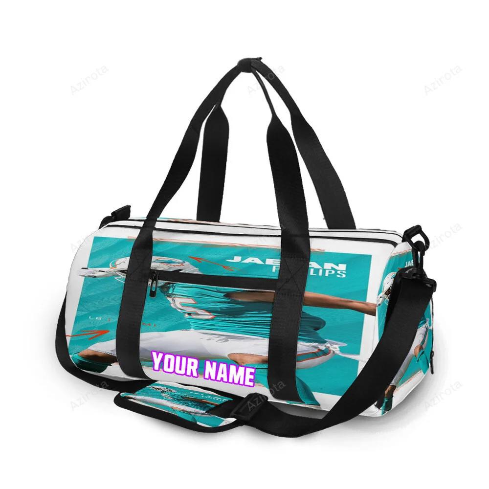 Miami dolphins jaelan phillips1 personalized name travel bag gym bag 1428 Travel Bag