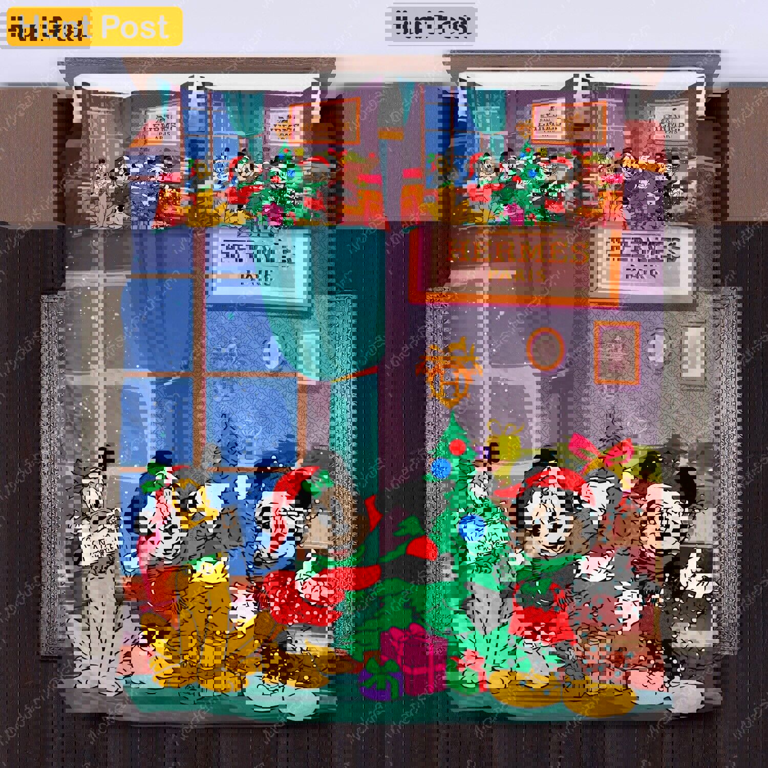 Mickey and minnie hermès merry christmas bedding sets Bedding Sets