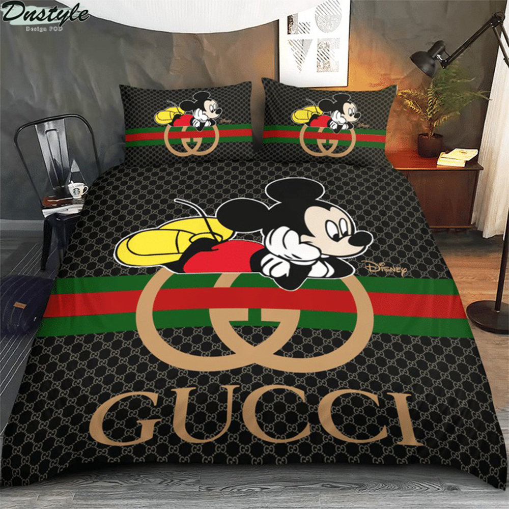 Mickey disney gucci 3d bedding set Bedding Sets