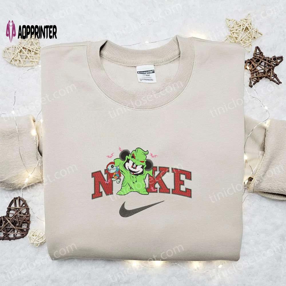 Mickey oogie boogie halloween x nike embroidered sweatshirt – horror movie shirt best halloween gift ideas Embroidered Shirt