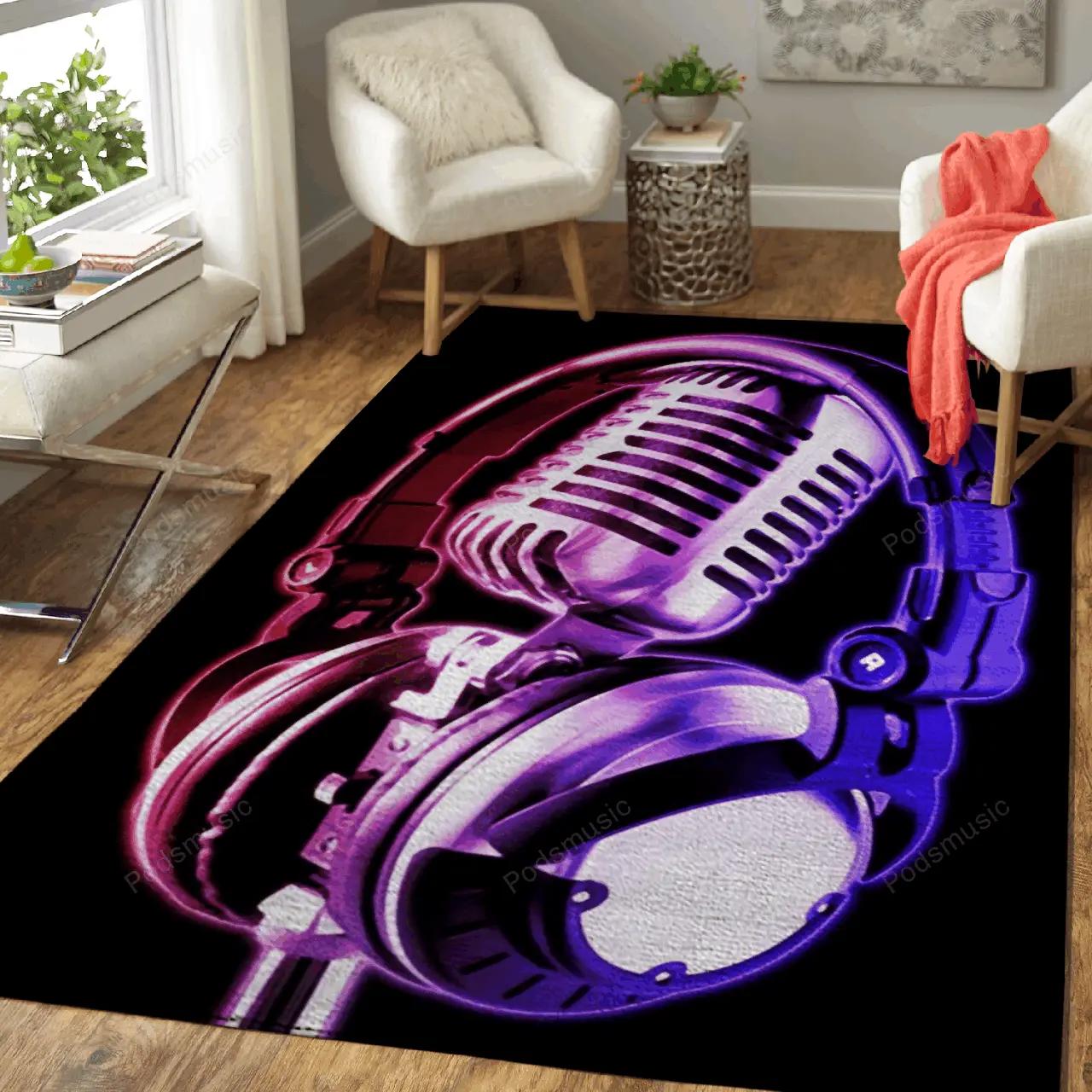 Microphone light artwork art for fans area rug living room carpet rug regtangle carpet floor decor home decor Rectangle Rug