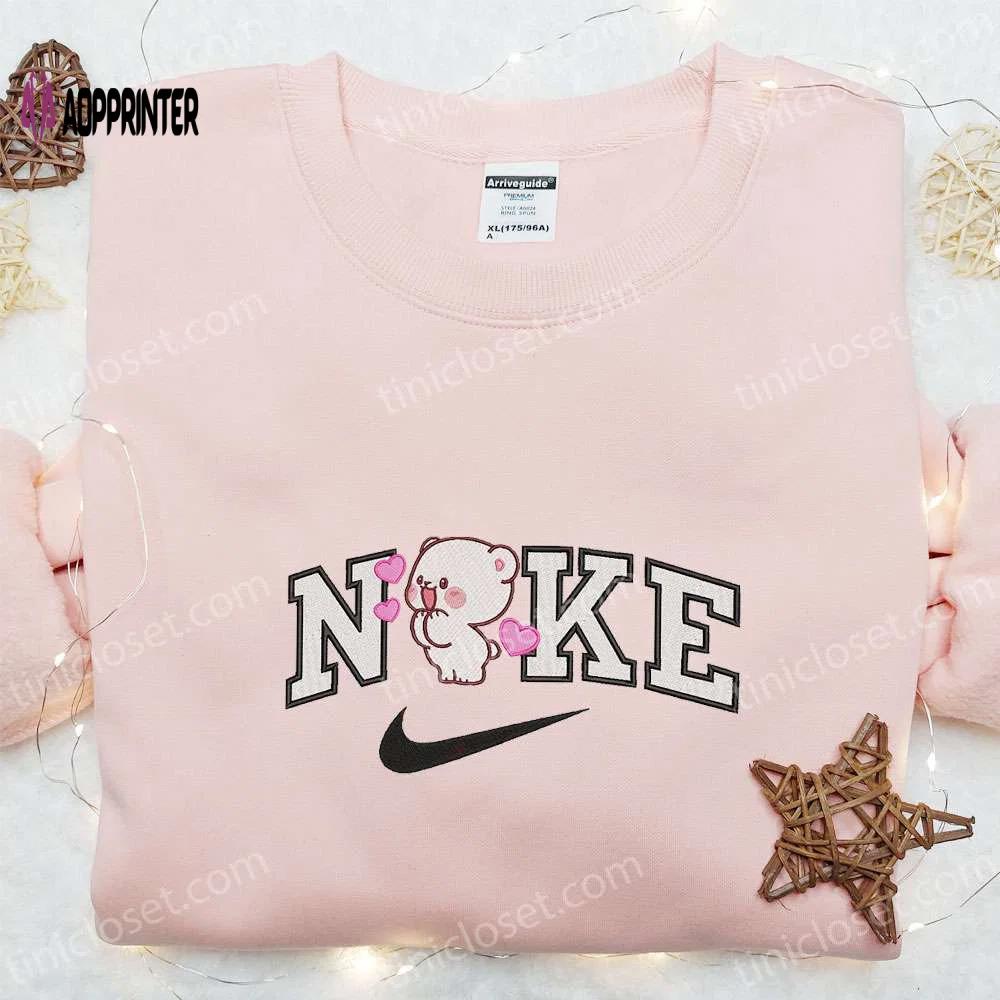 Milk bear x nike embroidered shirt couple hoodie valentine t-shirt – unique & trendy apparel Embroidered Shirt