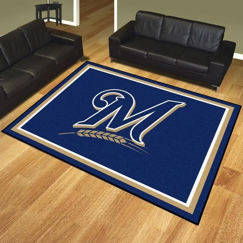 Milwaukee brewers area rug mlb team logo carpet living room rugs decor 7 Rectangle Rug