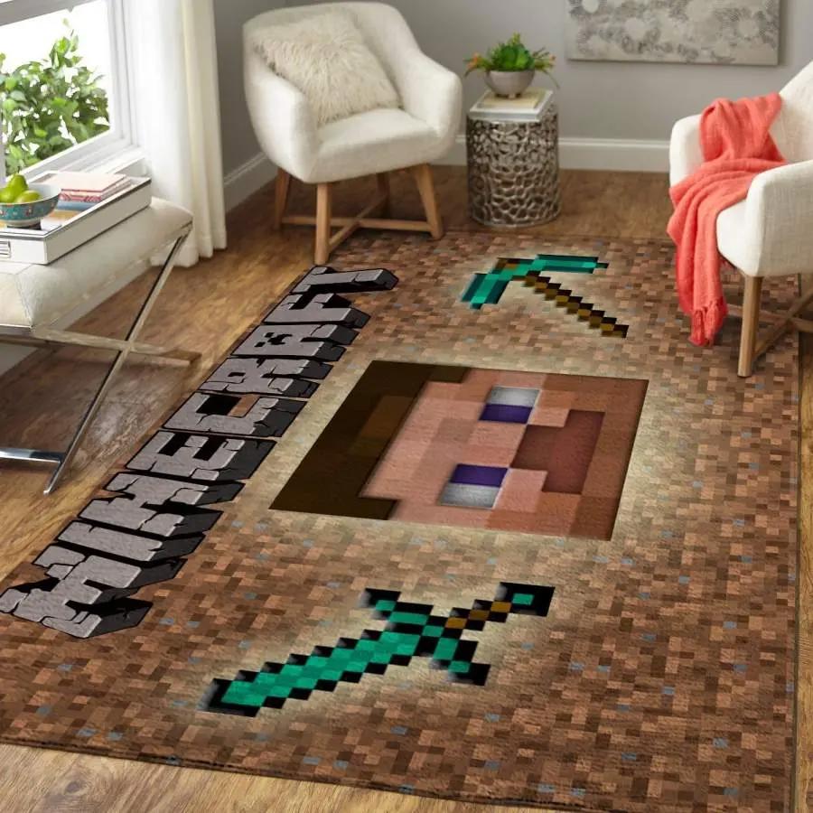 Minecraft area rug living room rug home decor video game gfd m25103 Rectangle Rug