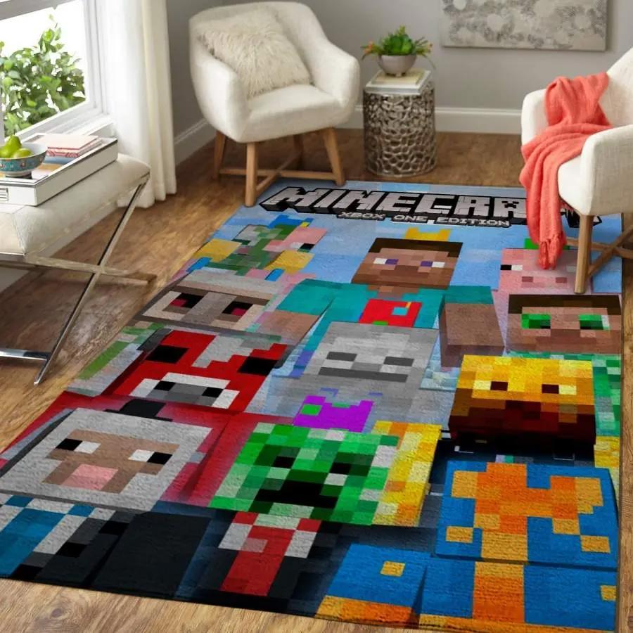 Minecraft area rug living room rug home decor video game gfd m30105 Rectangle Rug