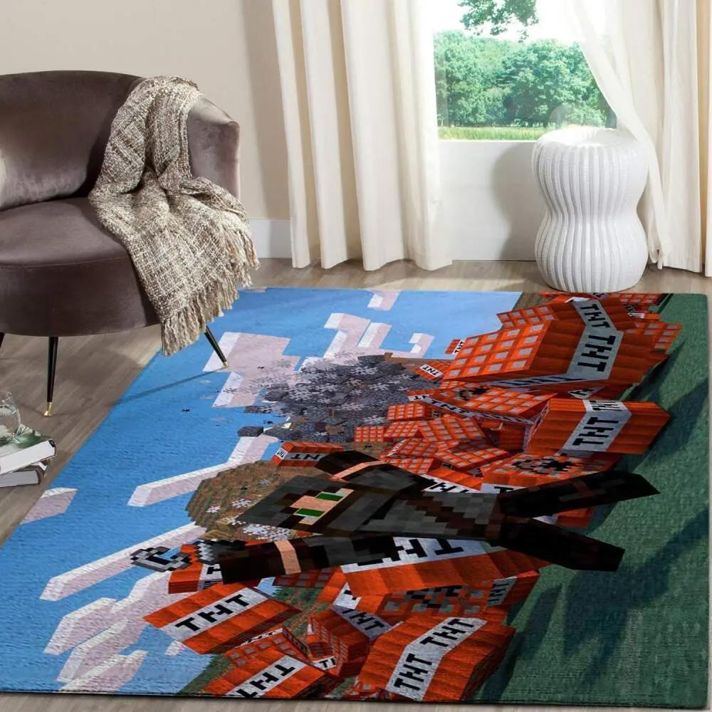 Minecraft area rug video game carpet gamer living room rugs rug regtangle carpet floor decor home decor v210 Rectangle Rug