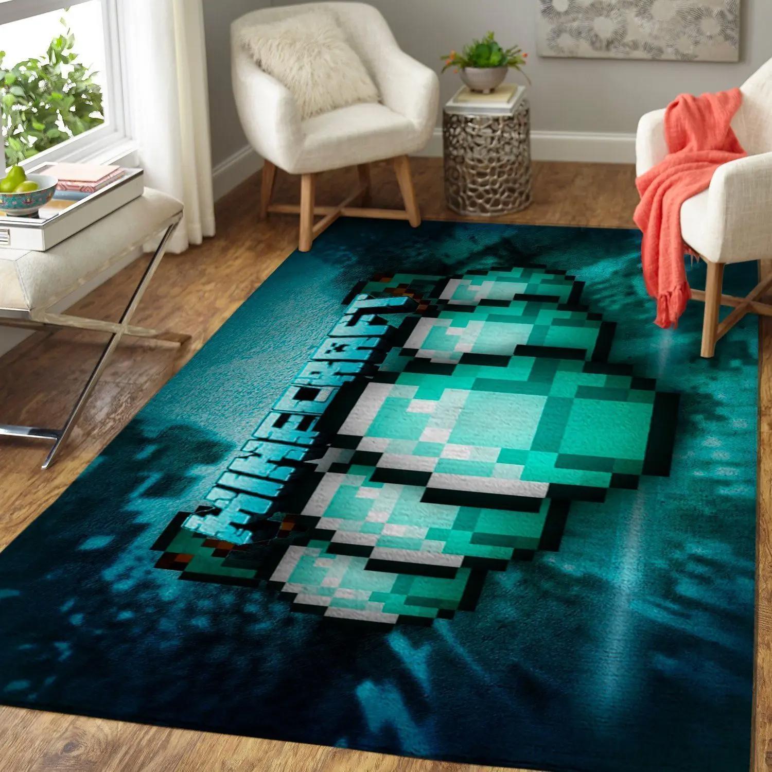 Minecraft area rug video game carpet gamer living room rugs rug regtangle carpet floor decor home decor v246 Rectangle Rug