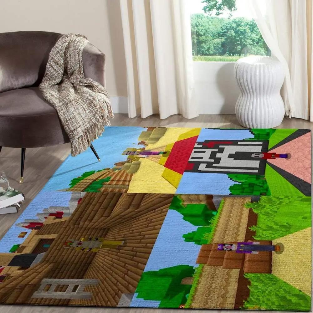 Minecraft area rug video game carpet gamer living room rugs rug regtangle carpet floor decor home decor v265 Rectangle Rug
