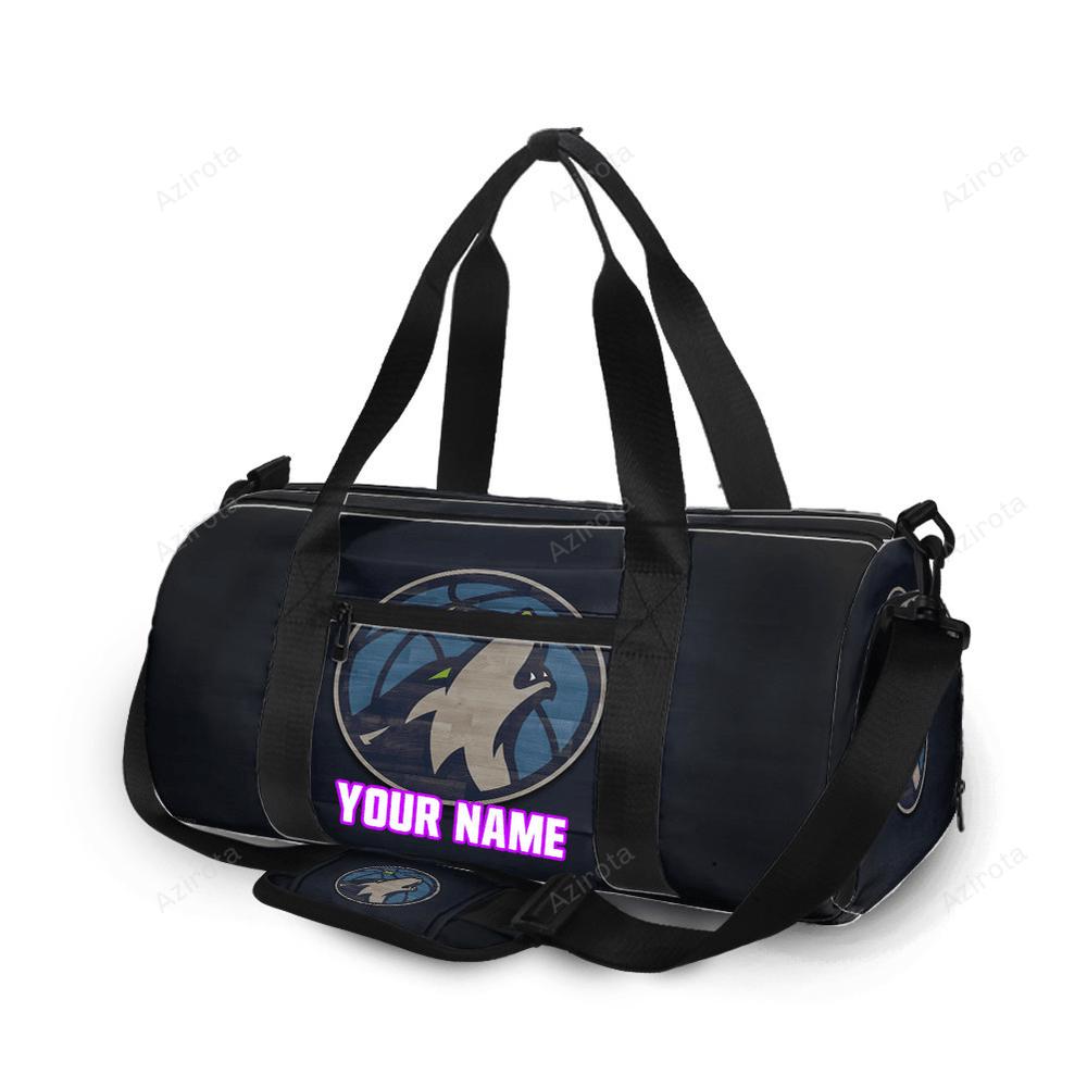 Minnesota timberwolves emblem v18 personalized name travel bag gym bag 371 Travel Bag