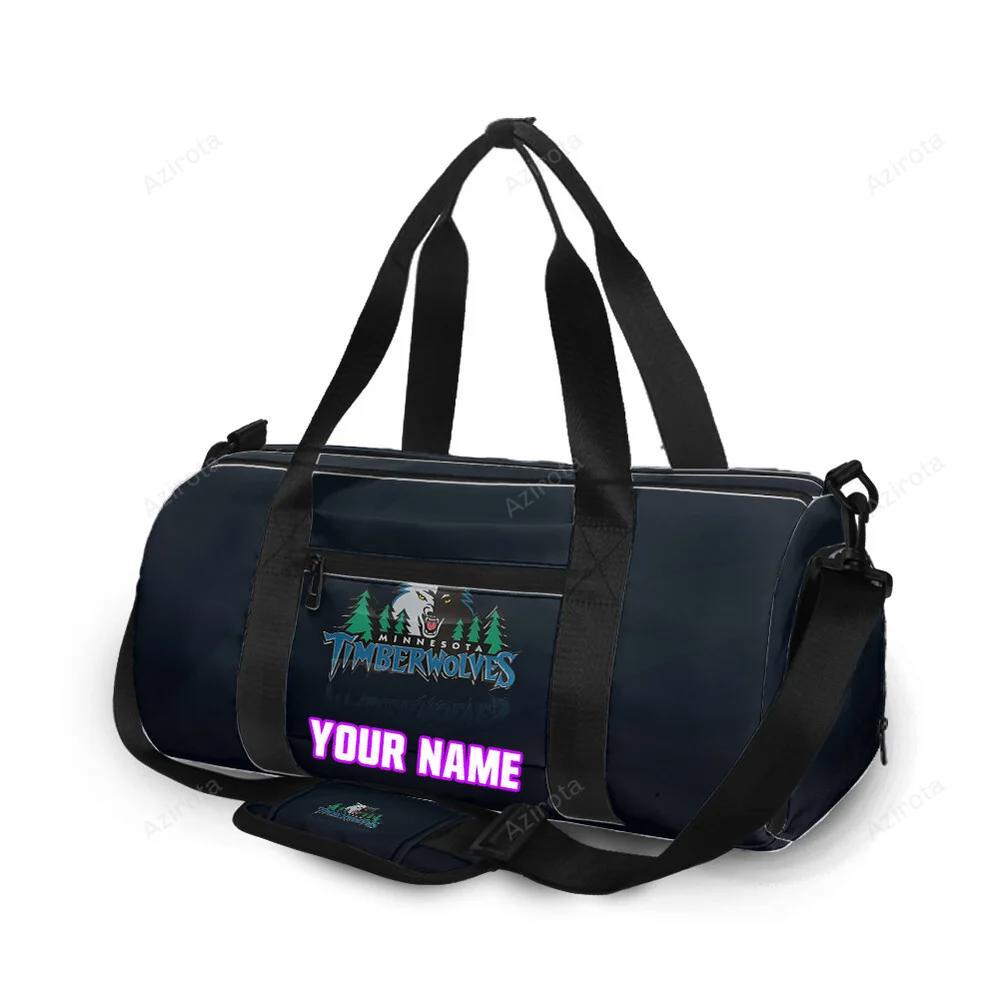 Minnesota timberwolves emblem v8 personalized name travel bag gym bag 87 Travel Bag