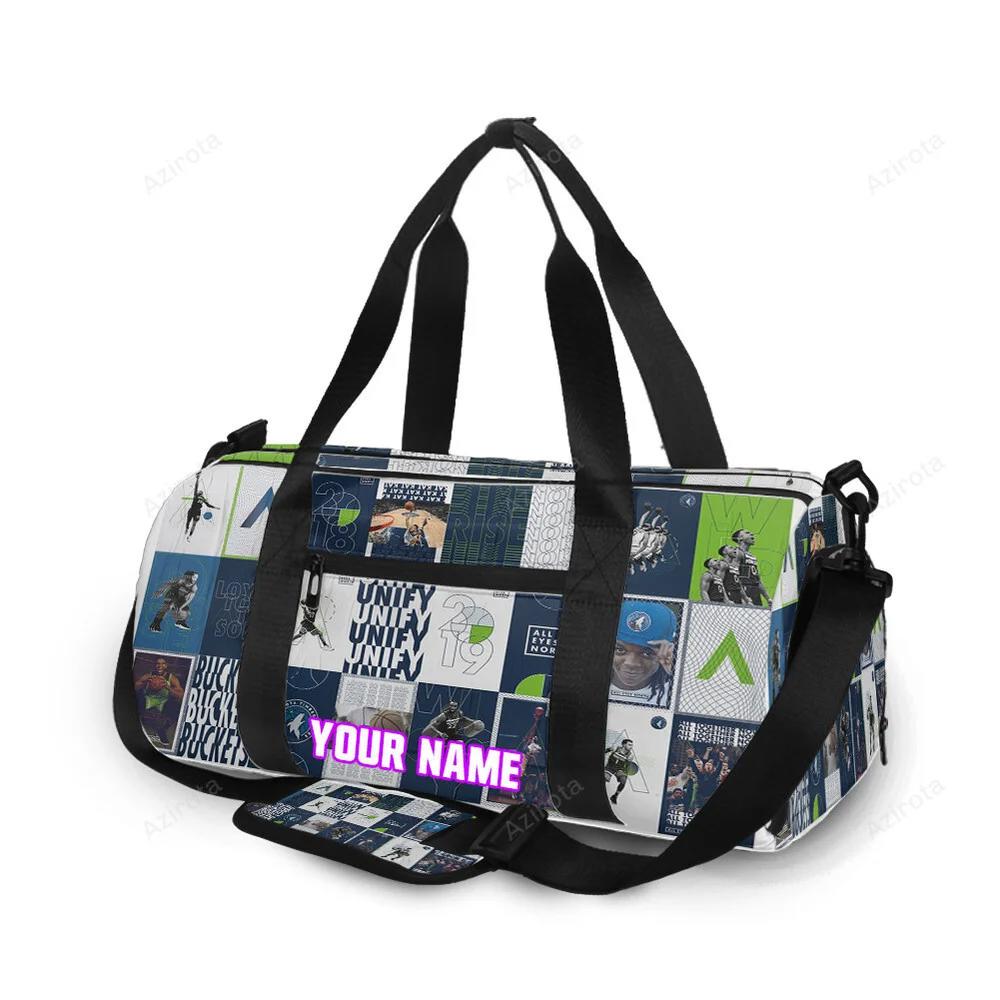 Minnesota timberwolves together v46 personalized name travel bag gym bag 1141 Travel Bag