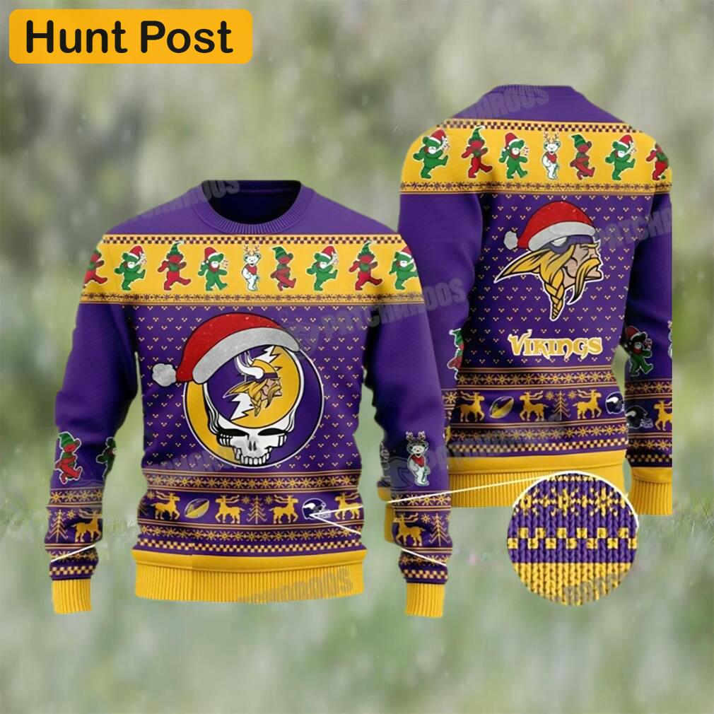 Minnesota vikings dead skull and bears ugly christmas sweater Christmas Ugly Sweater