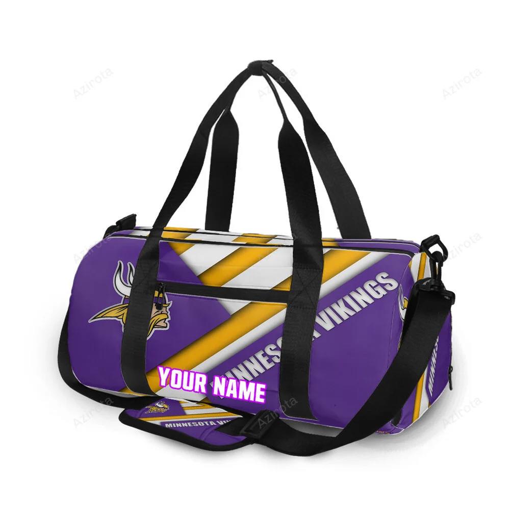 Minnesota vikings emblem flag personalized name travel bag gym bag 93 Travel Bag