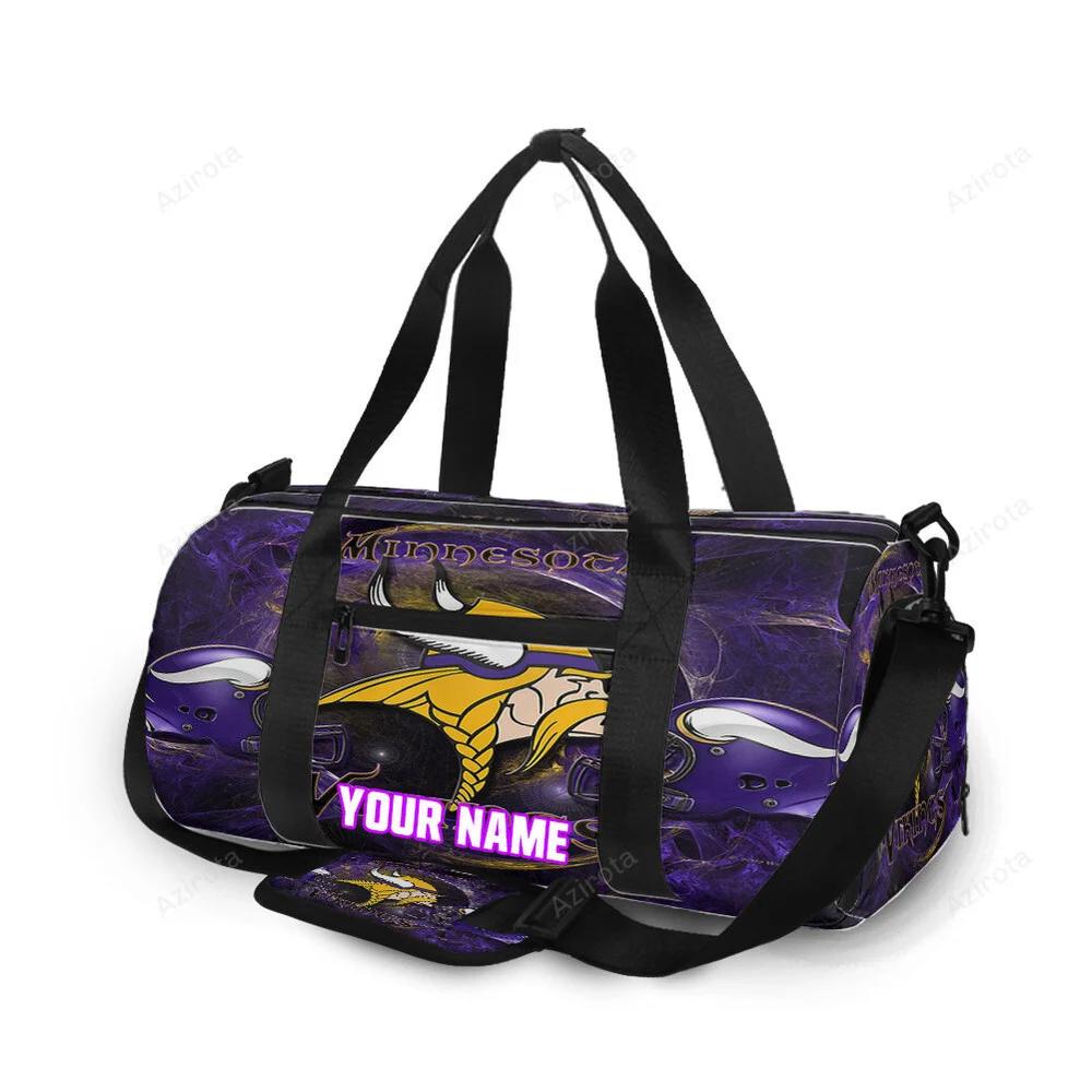 Minnesota vikings emblem helmet v2 personalized name travel bag gym bag 1796 Travel Bag