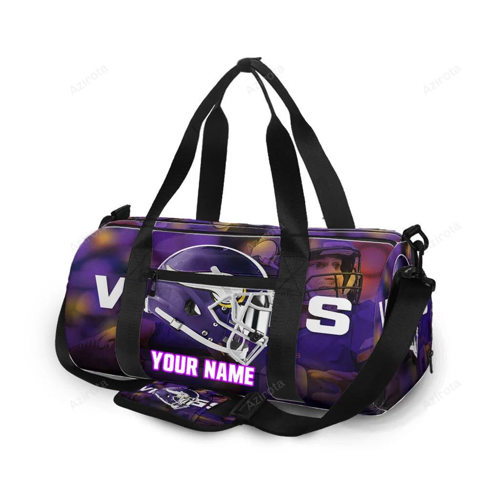 Minnesota vikings emblem helmet v3 personalized name travel bag gym bag 1353 Travel Bag