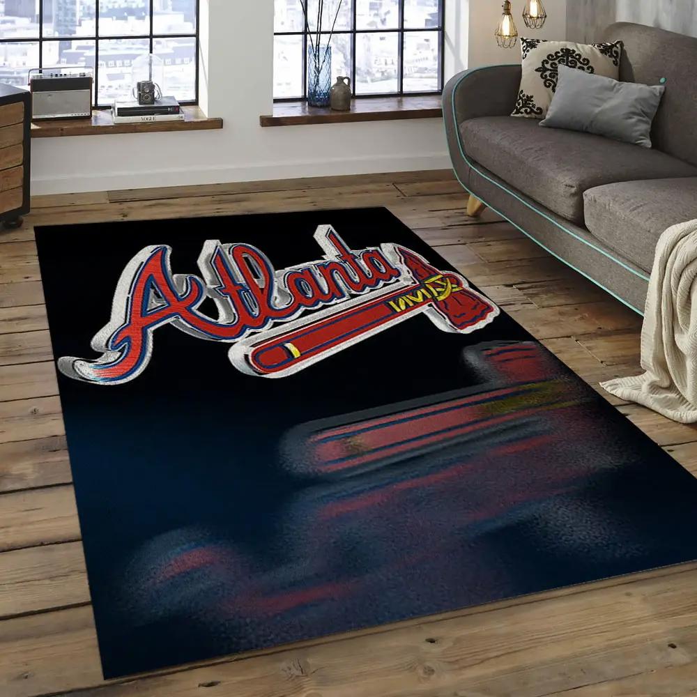 Mlb atlanta braves baseball team logo rectangle area ab13 Rectangle Rug
