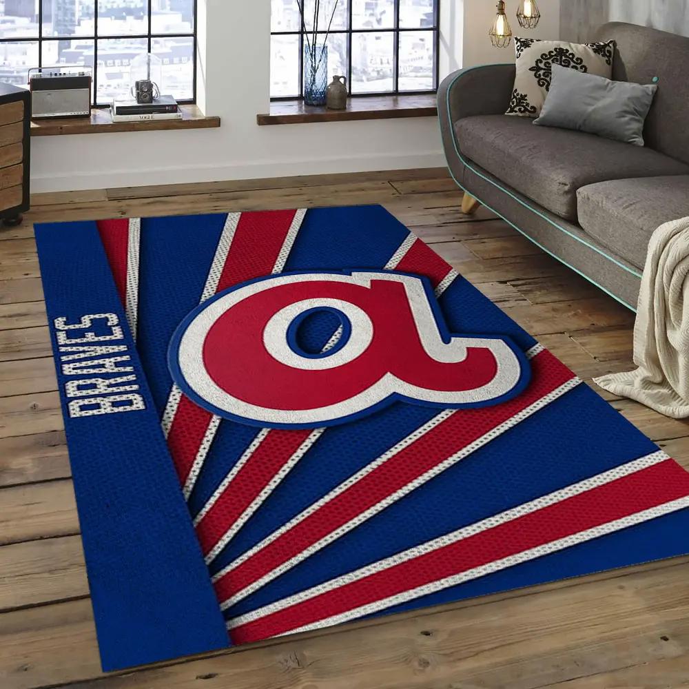 Mlb atlanta braves baseball team logo rectangle area ab24 Rectangle Rug