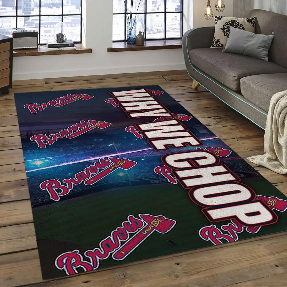Mlb atlanta braves baseball team logo rectangle area ab31 Rectangle Rug
