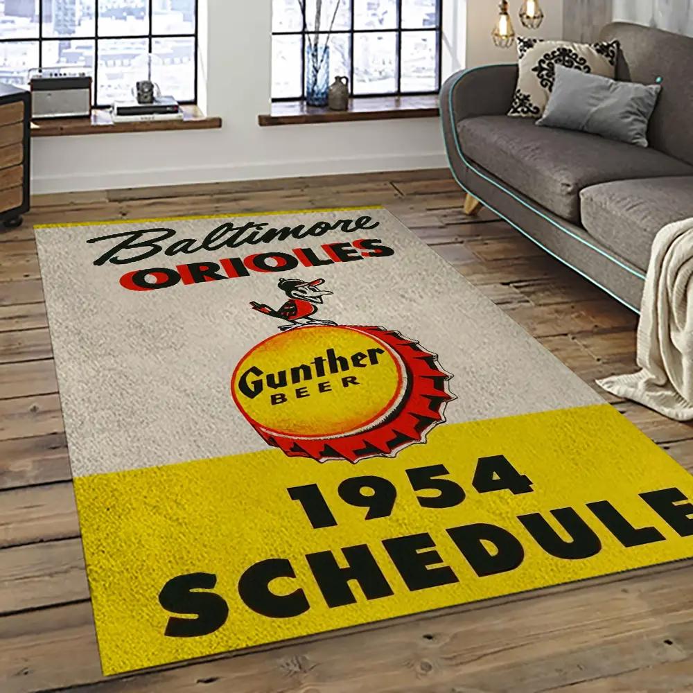 Mlb baltimore orioles baseball team logo sport carpet rectangle area rug for living room bor08 Rectangle Rug