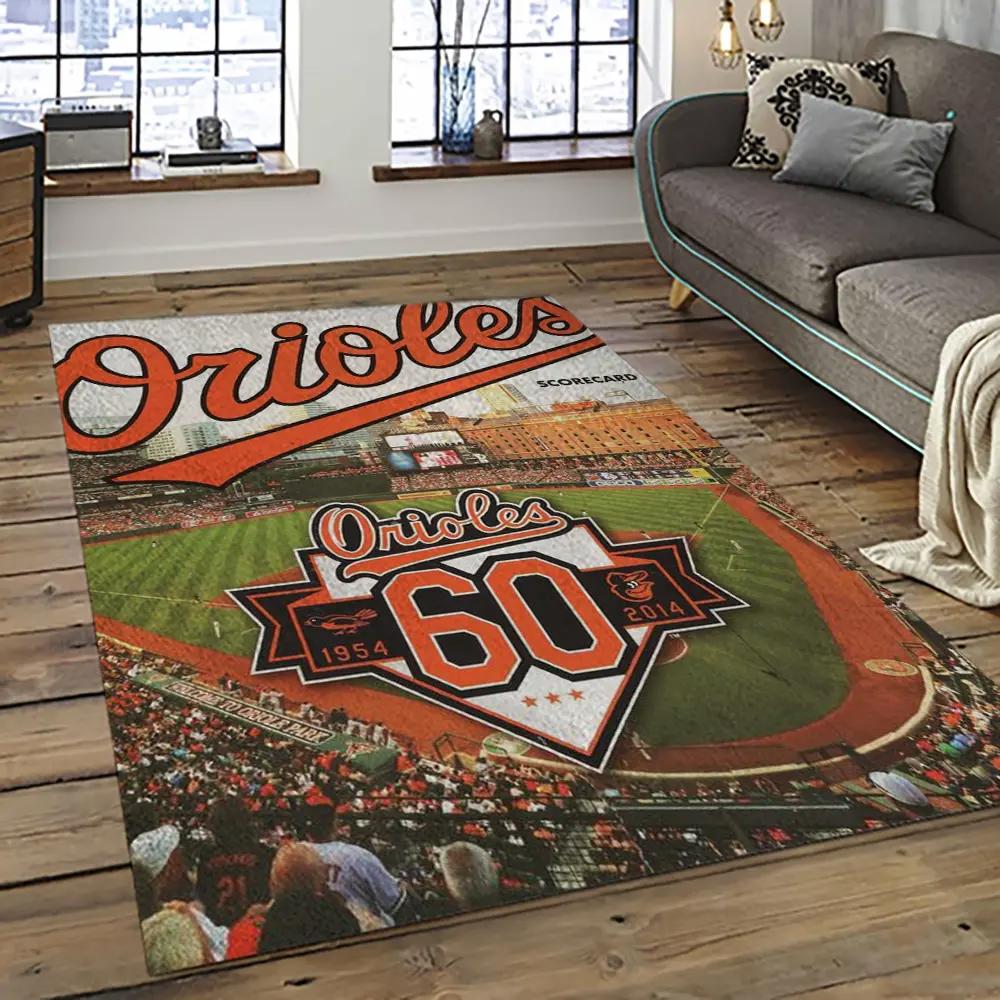 Mlb baltimore orioles baseball team logo sport carpet rectangle area rug for living room bor14 Rectangle Rug