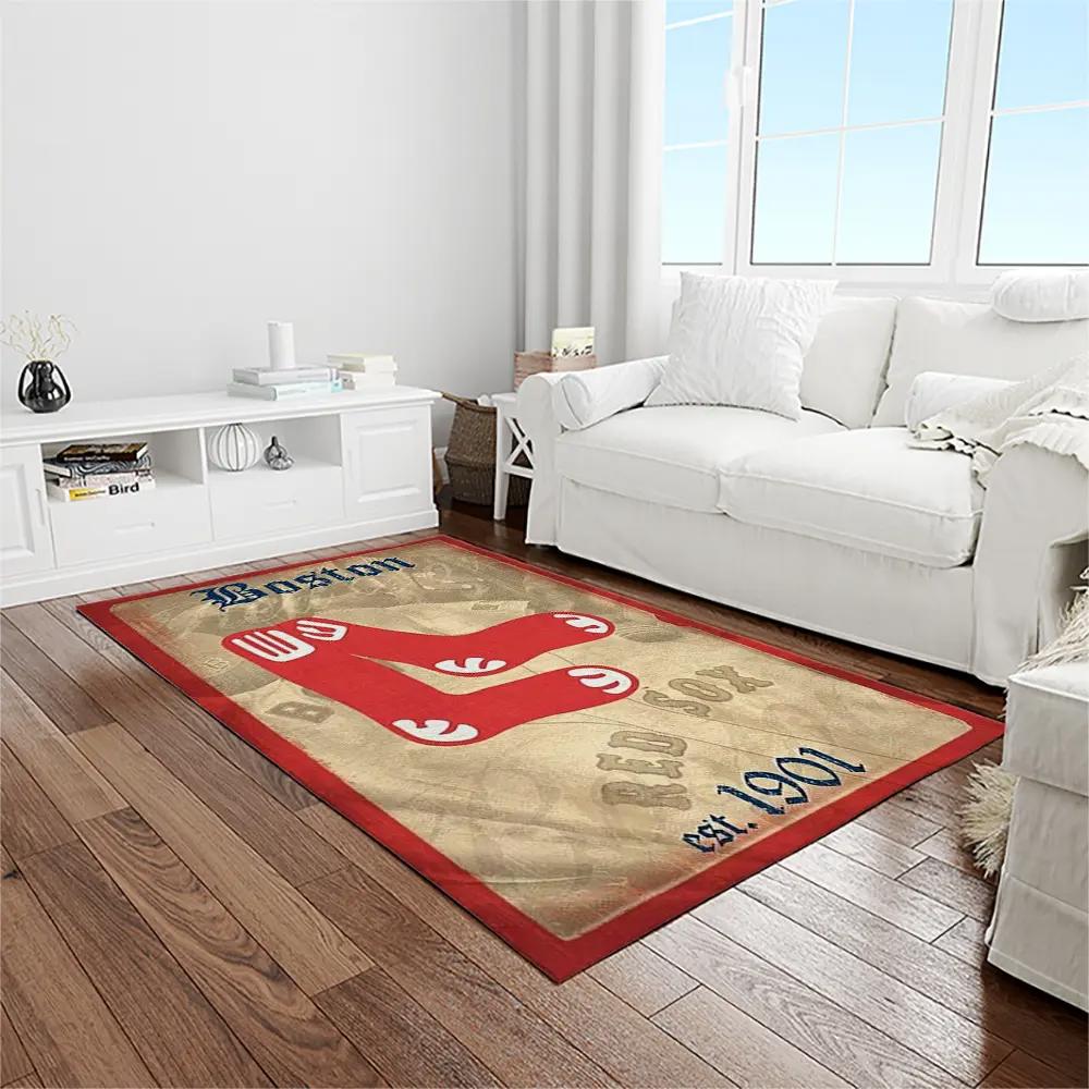 Mlb boston red sox baseball team logo rectangle area rug brs59 Rectangle Rug