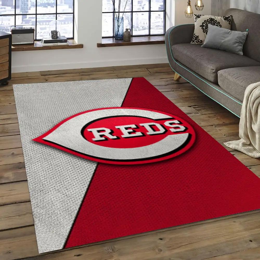 Mlb cincinnati reds baseball team logo rectangle area cr06 Rectangle Rug